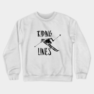 Riding Lines In The Snow, heli skiing, skiing artwork, boarding hoodie, trick t-shirts, piste, snow sports Crewneck Sweatshirt